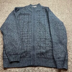 Gioberti Mens 3XL Zip Up Mock Neck Sweater Blue Plaid Lined‎ Cardigan